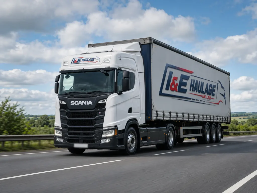 I&E Haulage commercial truck operating on a UK motorway